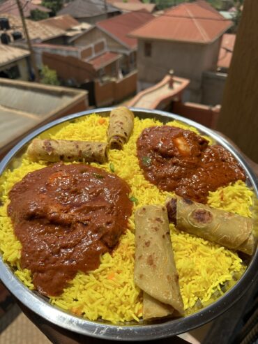 Red Chicken Curry with Fried Rice & Chapati