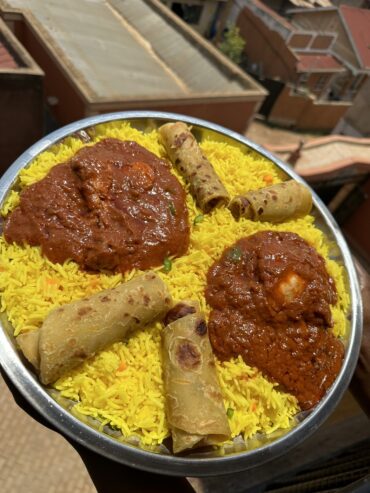 Red Chicken Curry with Fried Rice & Chapati