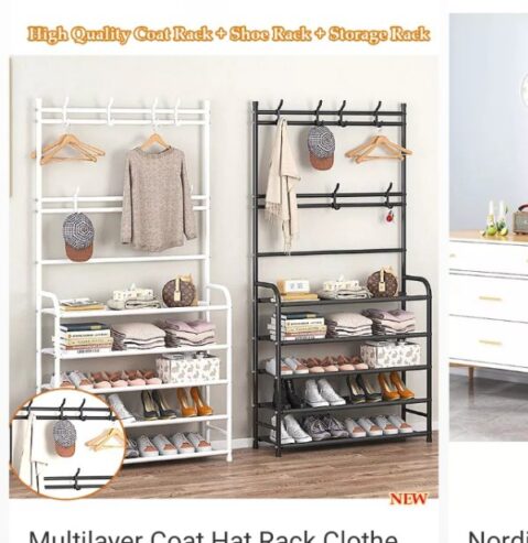 Multifunctional shoe rack and hat rack